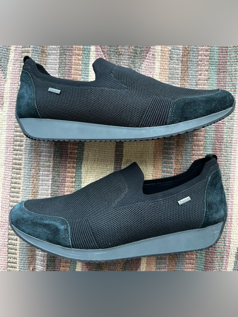 Ara Lilith Sporty Black Slip-On Knit Goretex Unisex Men’s 7.5 Or Women’s 9